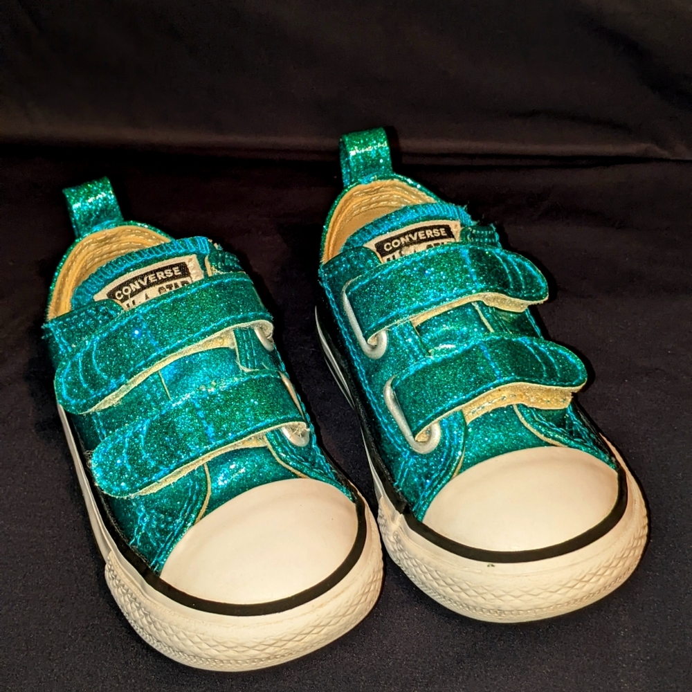Teal turquoise glitter sparkle Converse